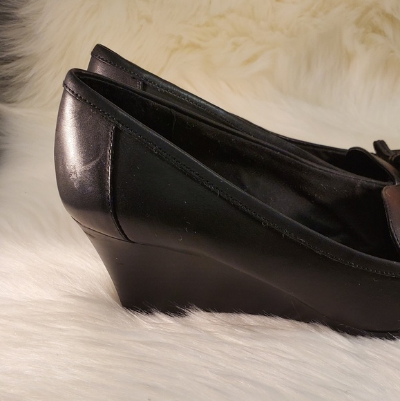 RALPH LAUREN BROWN LEATHER MOCCASIN WEDGES 8.5 - Picture 4 of 8